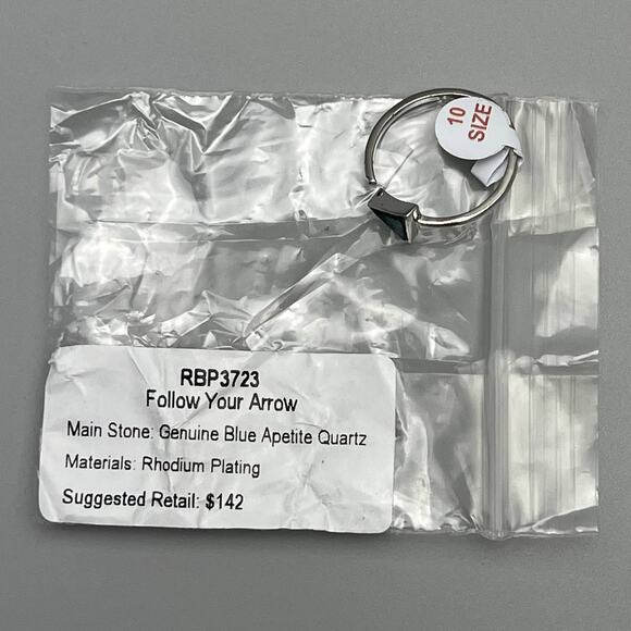 Bomb Party Follow Your Arrow Genuine Blue Apetite Quartz Stone Size 10 Ring - Picture 8 of 8